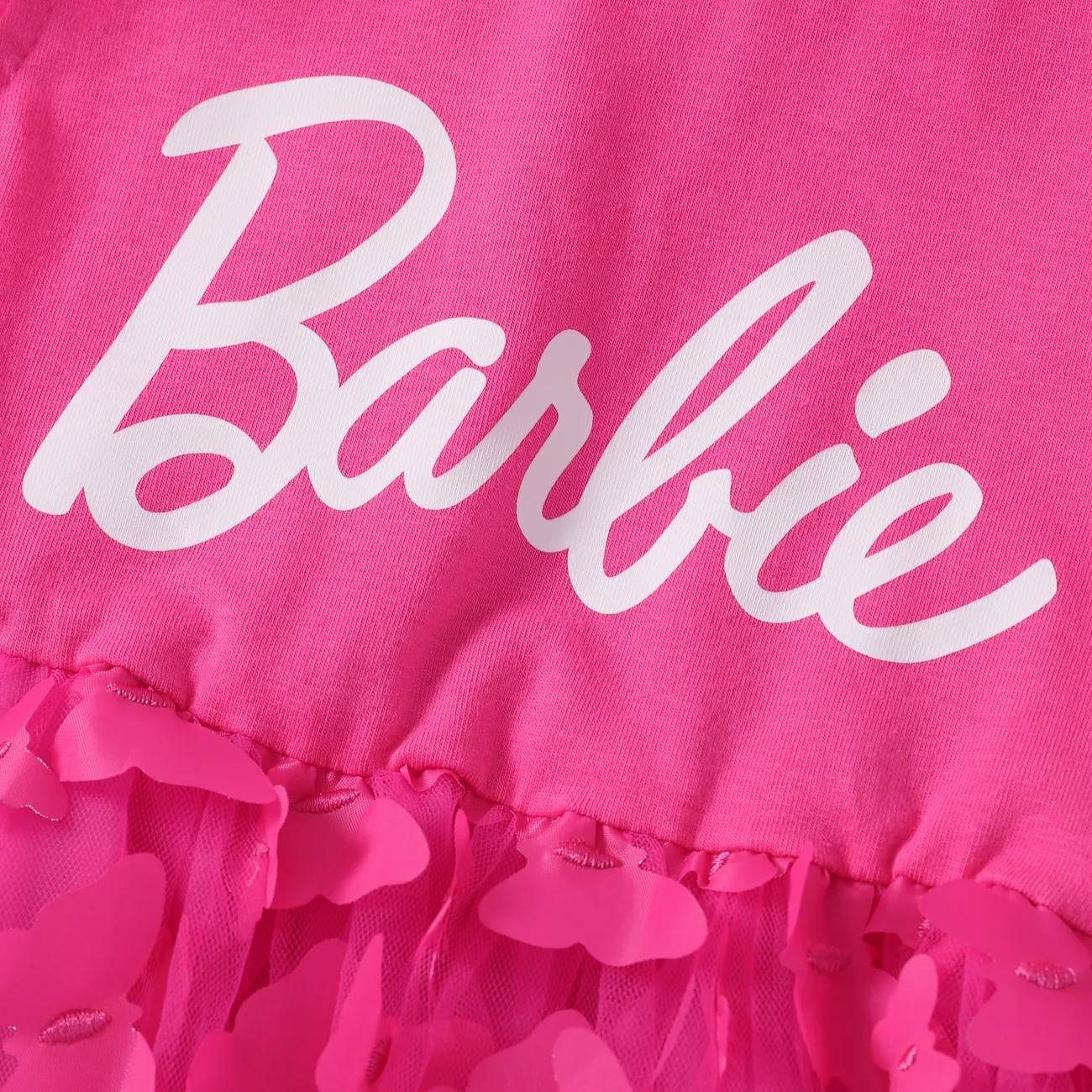 Barbie Toddler Girls 1pc 3D Butterfly Flutter-sleeve Mesh Multilayers Dress Roseo big image 1