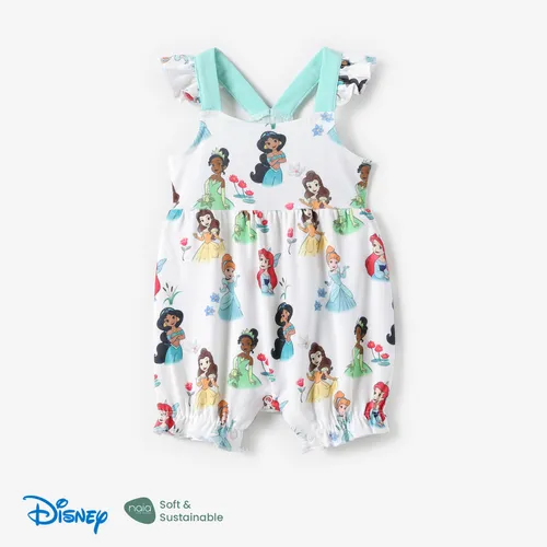Princesa Disney Bebé Niñas Ariel 1pc Naia™ Mermaid Shell / Princess Allover Print Flutter-sleeve Romper