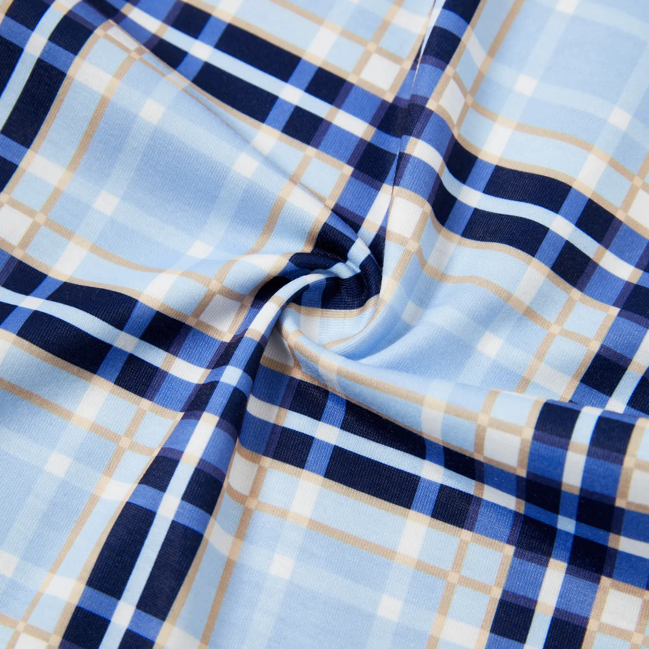 Family Matching Pajamas Sets Glow in the Dark Slogan Dark Blue Top and Plaid Drawstring Shorts (Flame Resistant) blueblack big image 1