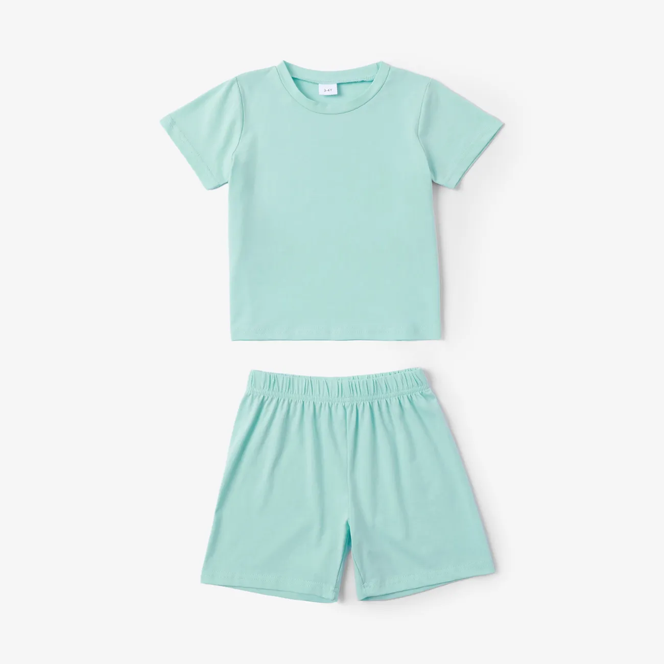 Toddler Boy/Girl 2pcs Cotton Solid Color Tee and Shorts Set