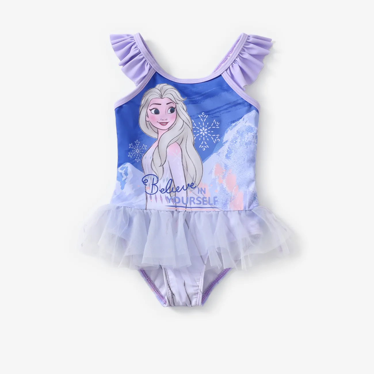 Disney Frozen Niño pequeño Chica Costura de tela Deportivo Trajes de baño Violeta claro big image 1