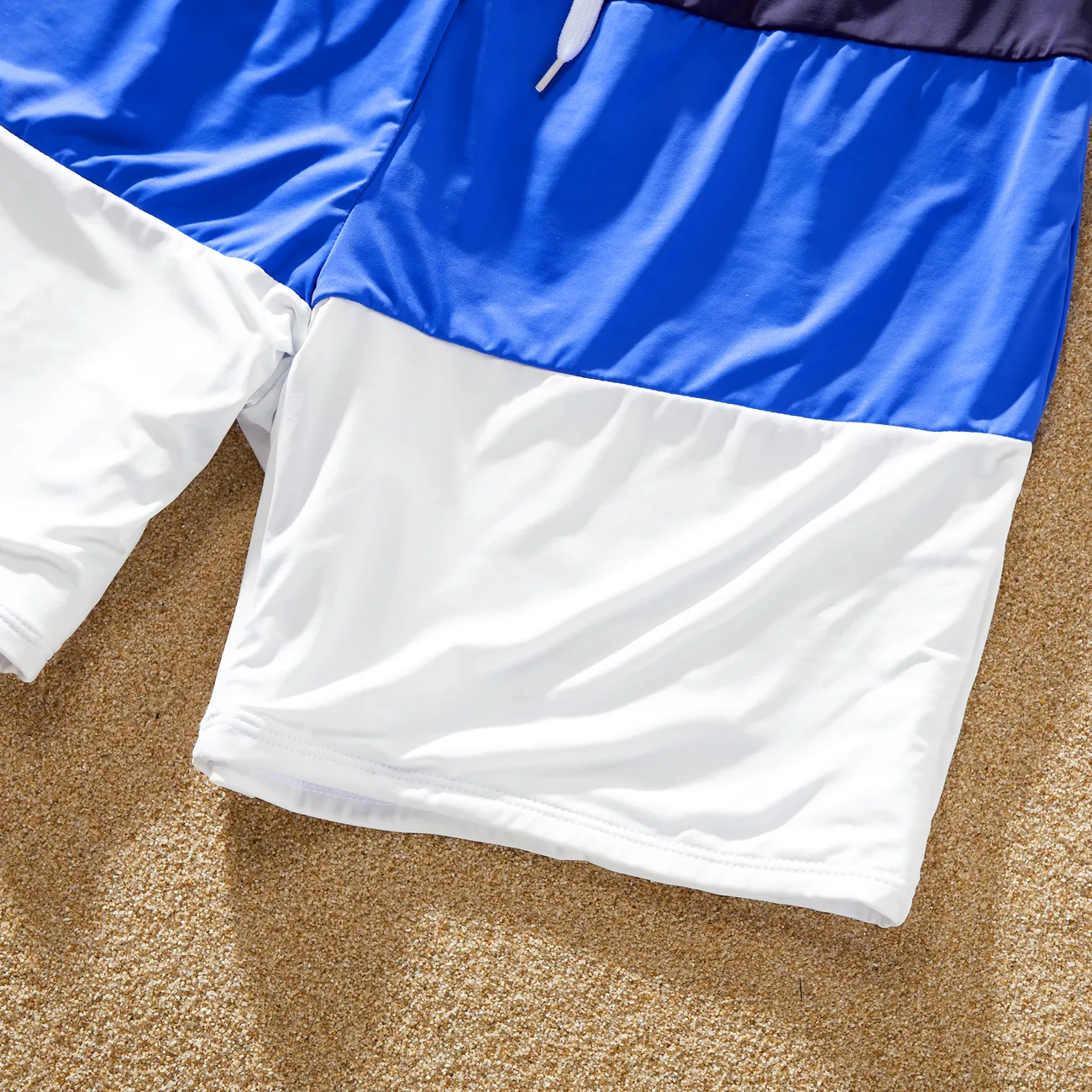 UPF50+ Family Matching Swimsuit Colorblock Drawstring Swim Trunks or Ruffle Trim One-Piece Swimsuit (Sun-Protective) Navy big image 1