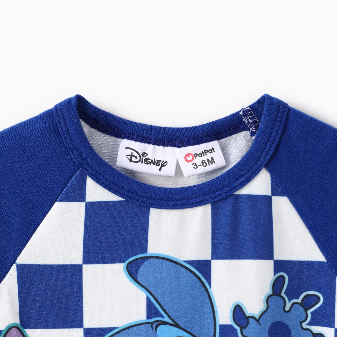 Disney Stitch Baby Boys/Girls 1pc Naia™ Character Grid/chessboard Print Romper Blue big image 1