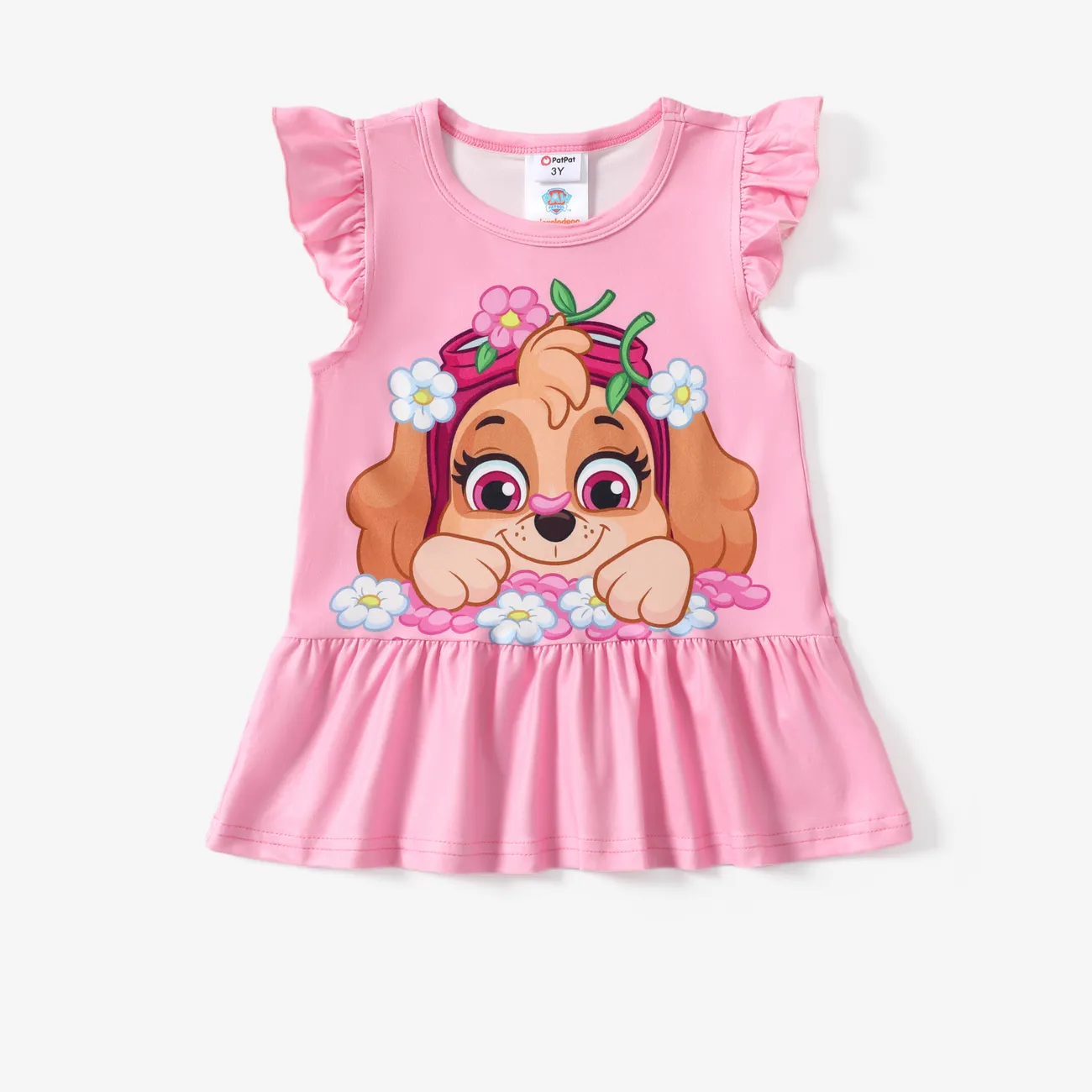 Patrulha Canina 2 unidades Criança Menina Mangas franzidas Infantil conjuntos de camisetas Rosa big image 1