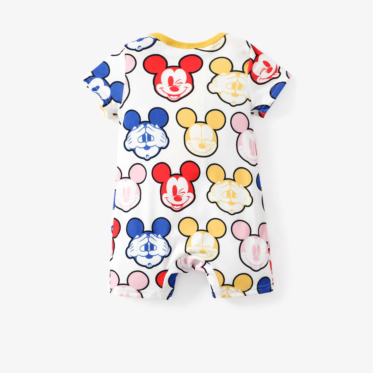 Disney Mickey and Friends Baby boys 1pc Naia™ Funny Mickey/Donald Duck Face Print Short-sleeve Romper Yellow big image 1