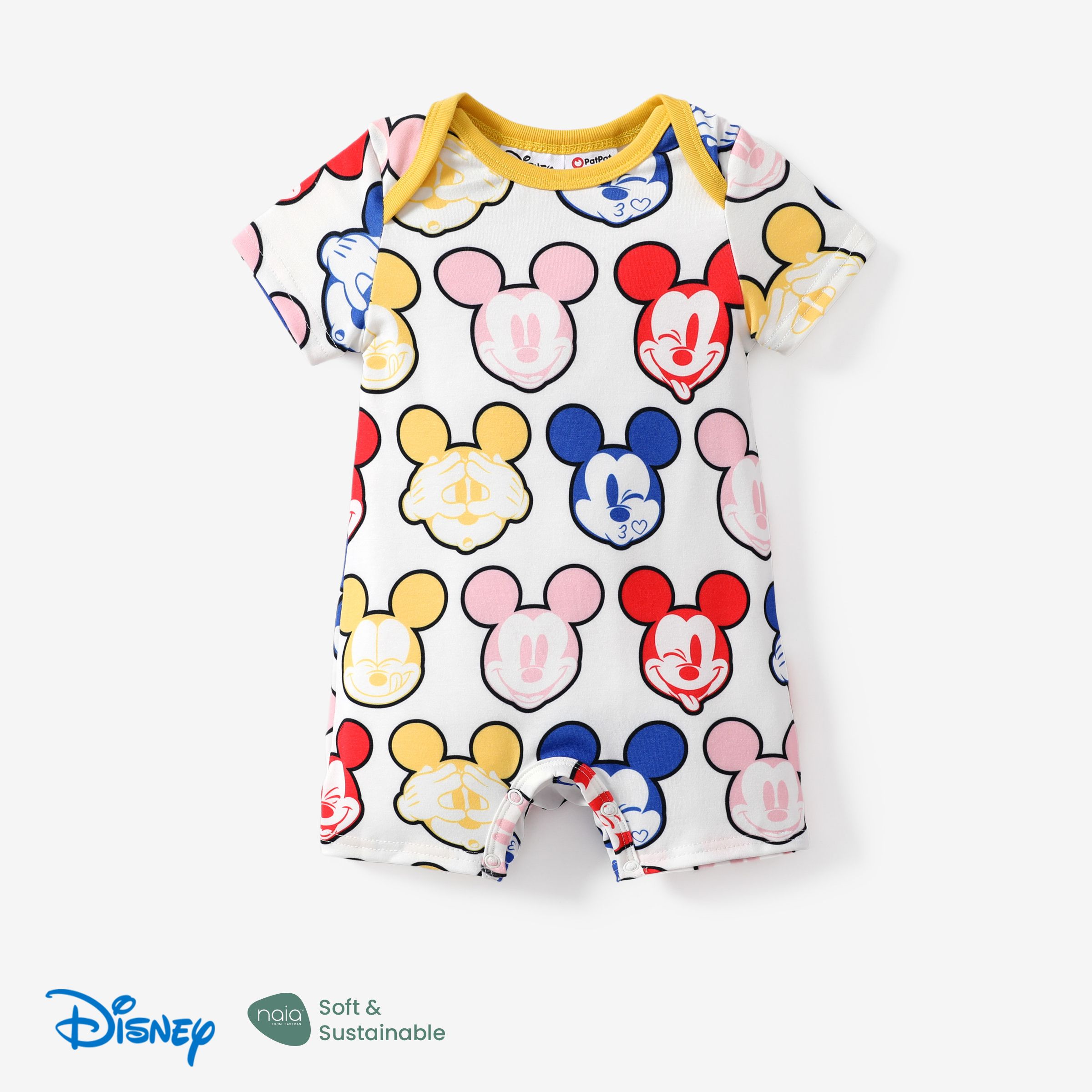 

Disney Mickey and Friends Baby boys 1pc Naia™ Funny Mickey/Donald Duck Face Print Short-sleeve Romper