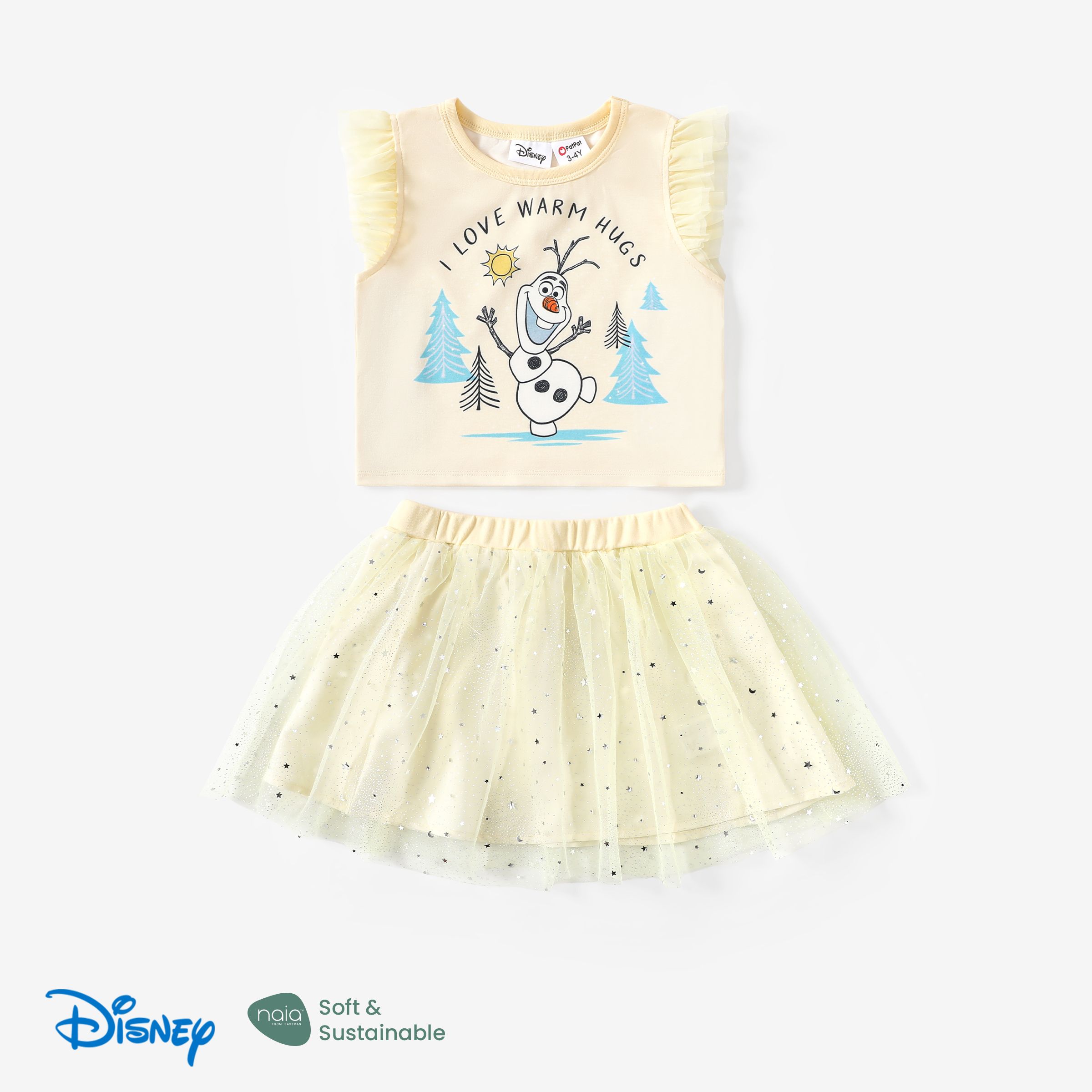 

Disney Frozen Toddler Girls Elsa/Anna/Olaf 2pcs Naia™ Character Print Multilayers Ruffled Top with Mesh Skirts Set