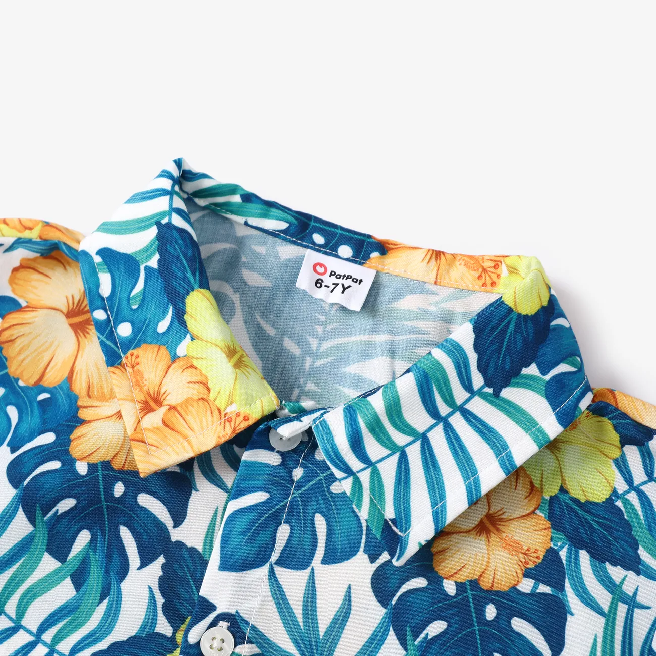 Kid Boy 2pcs Tropical Plant Print Shirt and Denim Shorts Set Multi-color big image 1