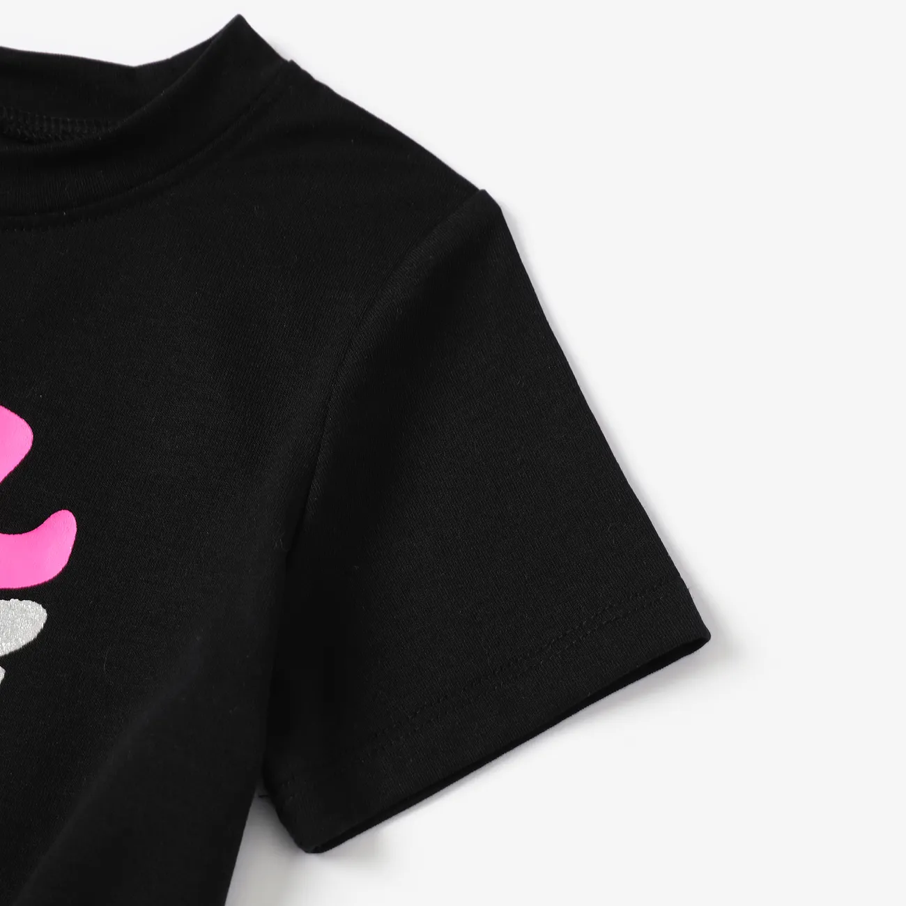 2 Stück Kleinkinder Mädchen Krängel Lässig T-Shirt-Sets schwarz big image 1