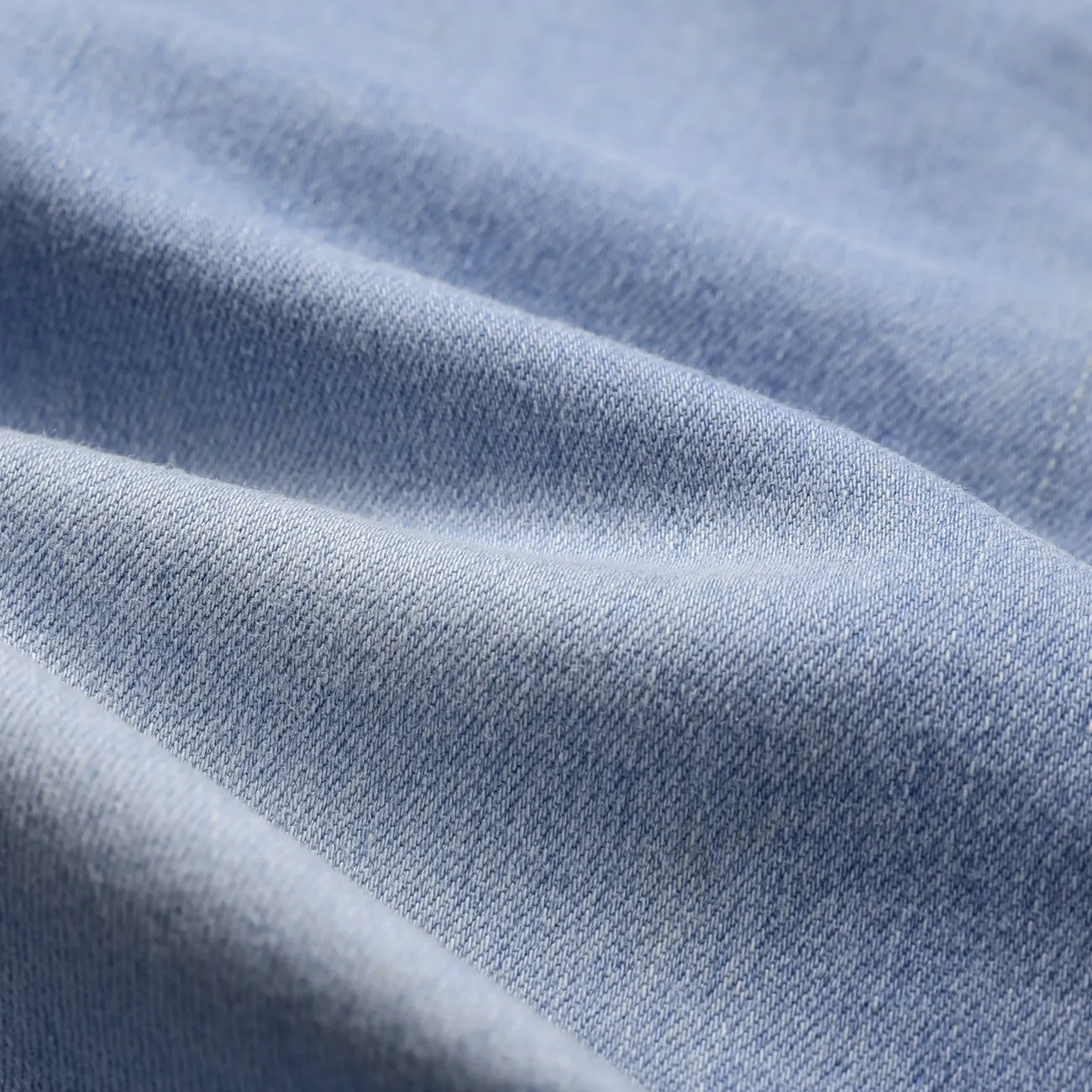 Conjunto de menina em denim sólido com 1 peça, estilo casual e material de algodão. Azul Claro big image 1