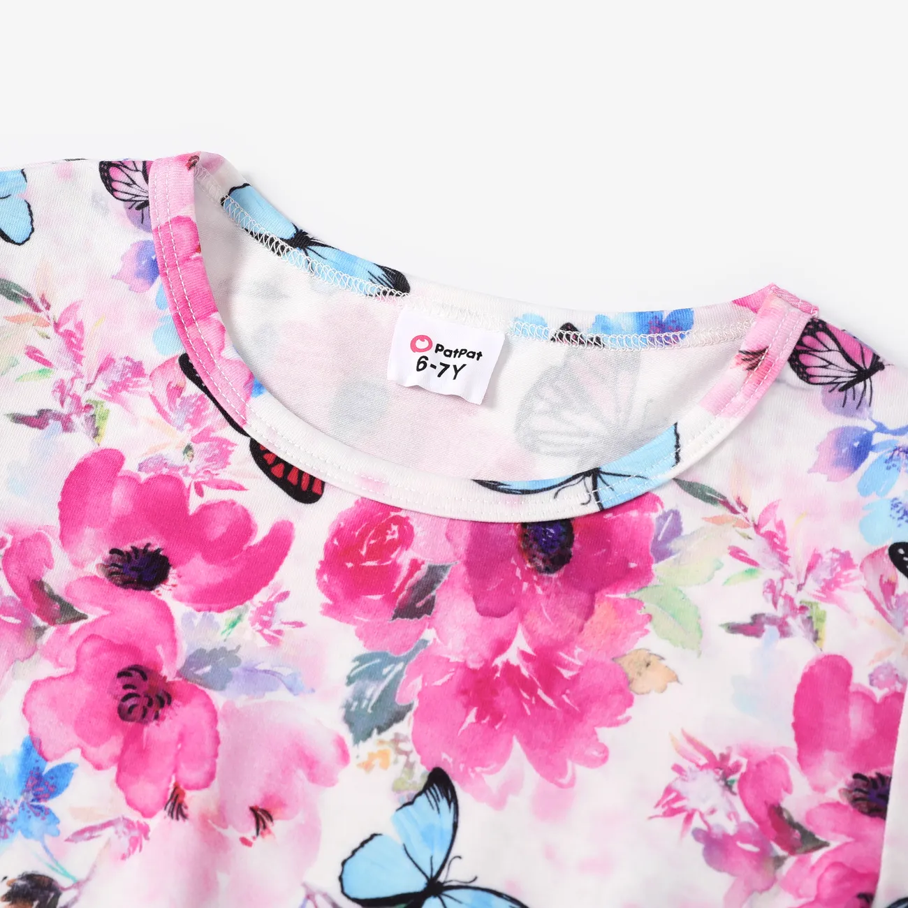 Kid Girl 2pcs Cooling Denim Floral Print Top and Jeans Set Roseo big image 1