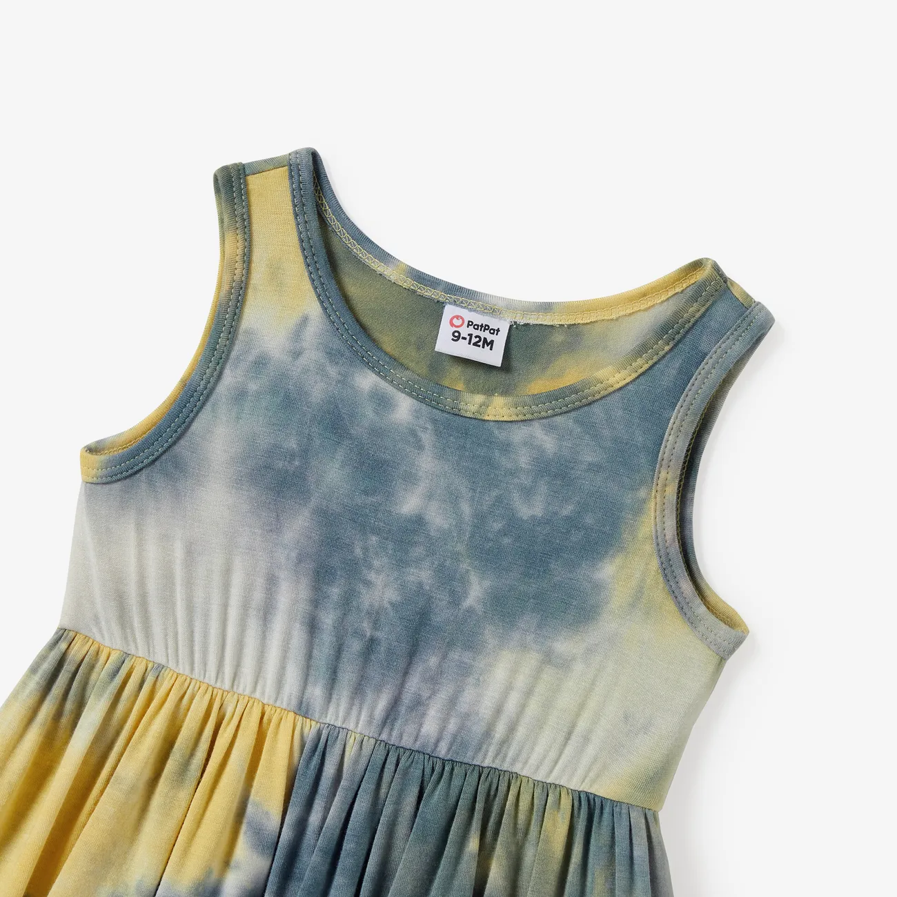 Family Matching Tie-Dye Short Sleeves Tee and Button Design A-line Midi Dress MultiColour big image 1