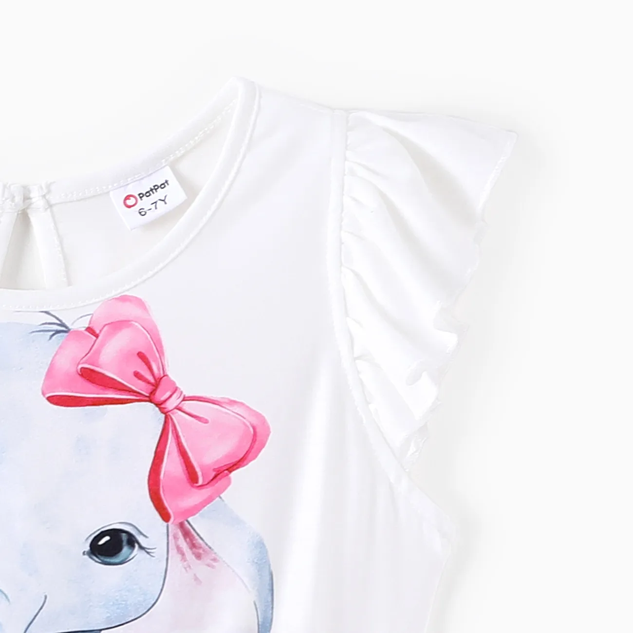 Kid Girl Elephant/Cat Print Colorblock Jumpsuit mit Umhängetasche Hell rosa big image 1
