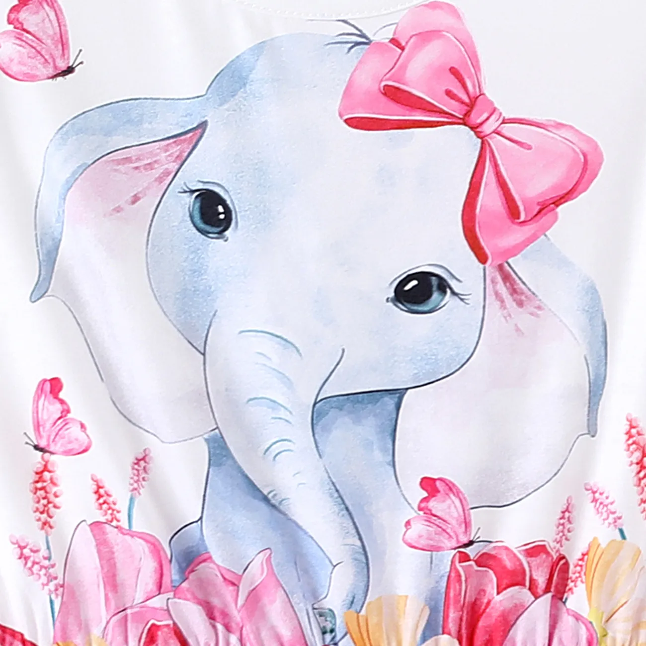 Combinaison Kid-Girl Elephant/Cat Print Colorblock avec sac à bandoulière Rose Clair big image 1