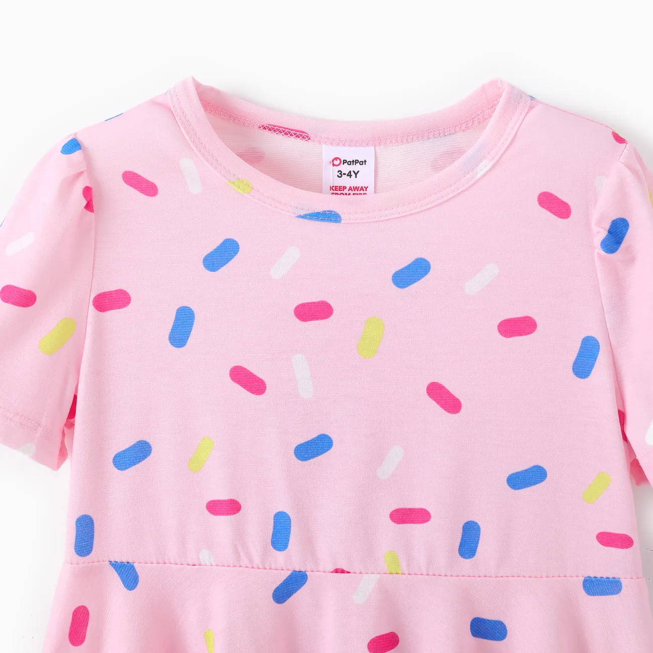 Toddler Girl 2pcs Childlike Donut Print Pajamas with Headband Pink big image 1