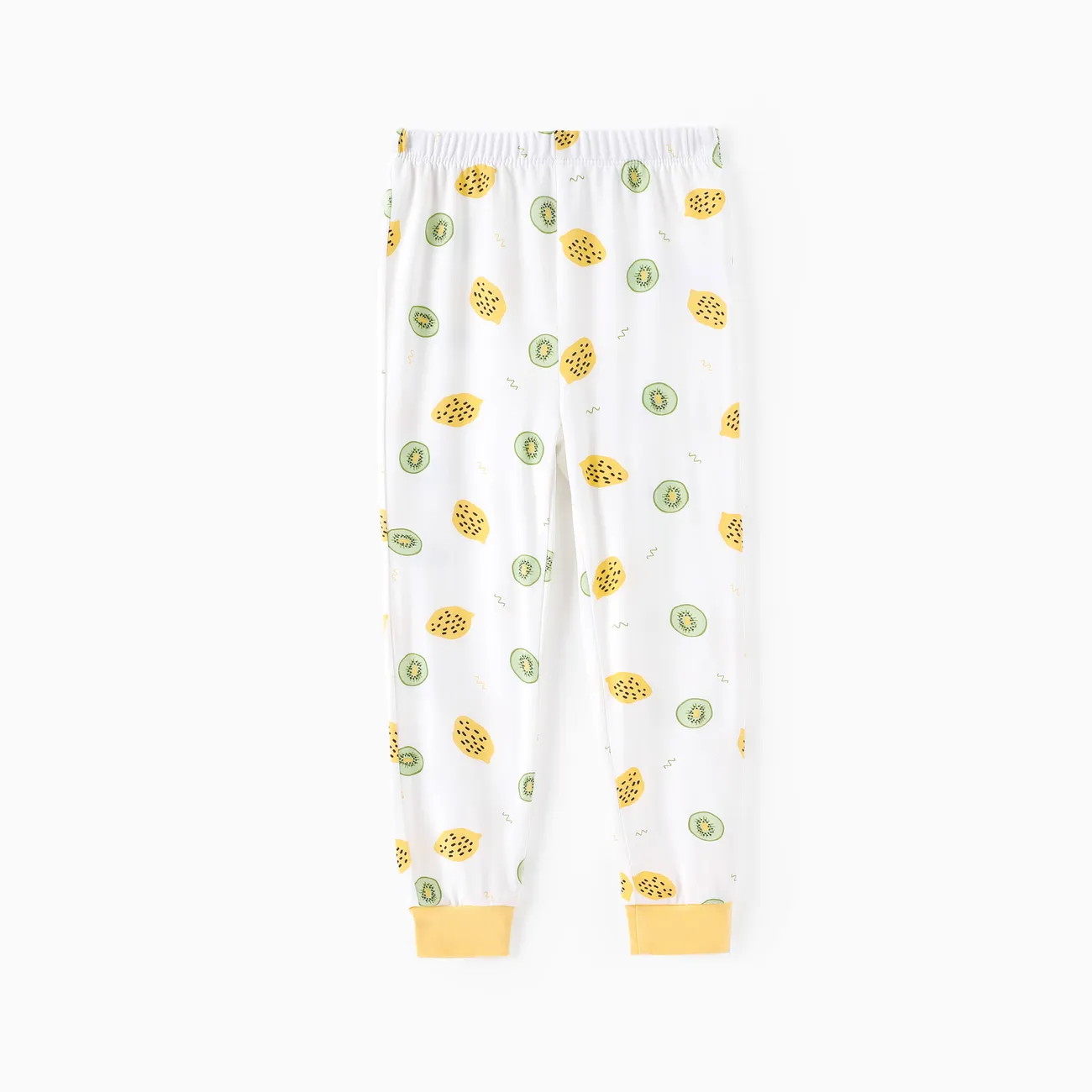 Toddler Boy 3pcs Fruit Print Bamboo Fiber Pajama Tee and Pants with Eye mask Set OffWhite big image 1