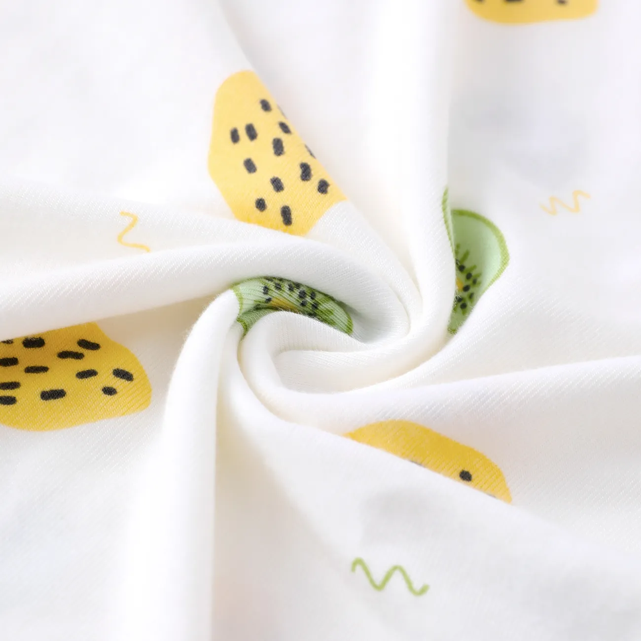 Toddler Boy 3pcs Fruit Print Bamboo Fiber Pajama Tee and Pants with Eye mask Set OffWhite big image 1