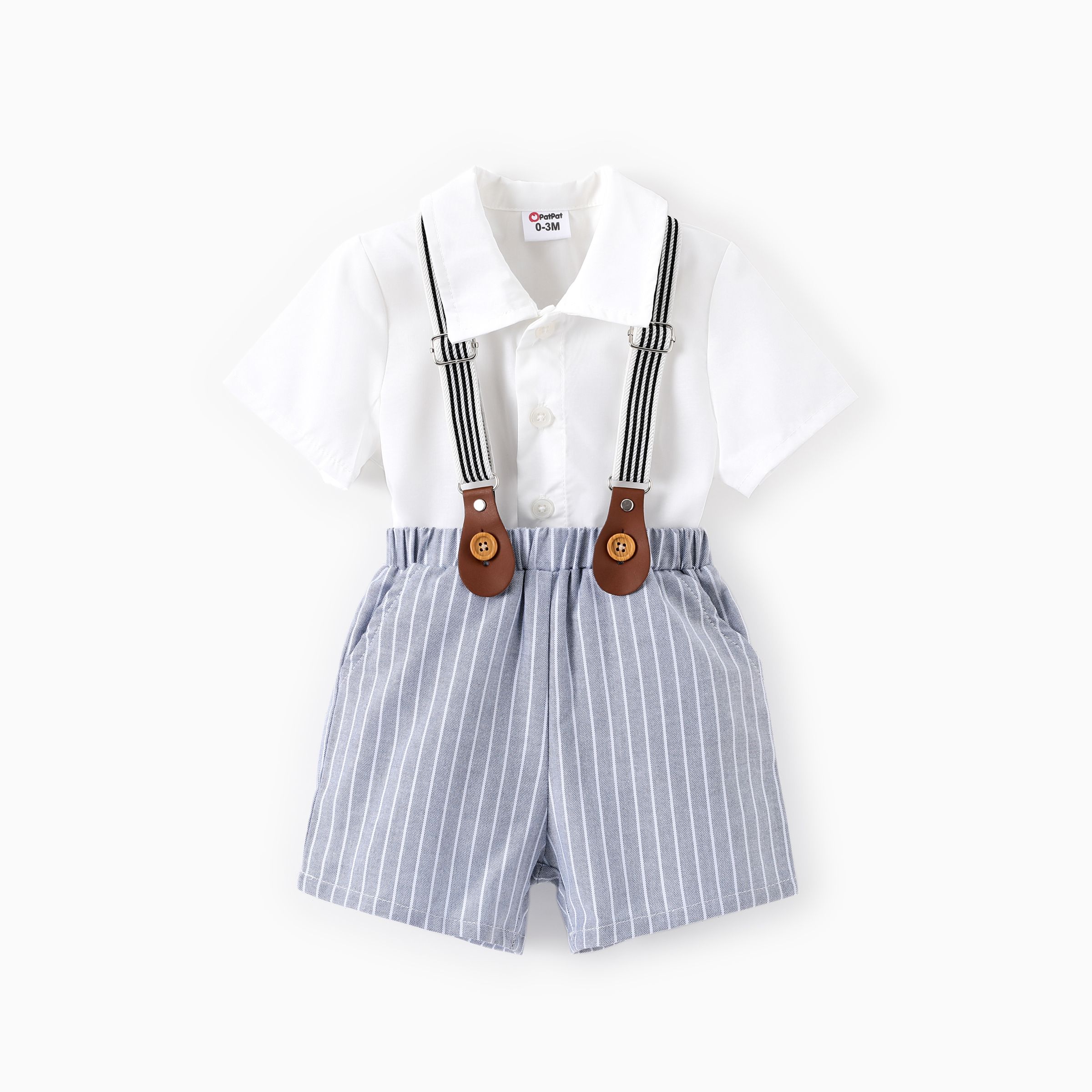 Baby Boy 2pcs Button Romper and Overalls Set