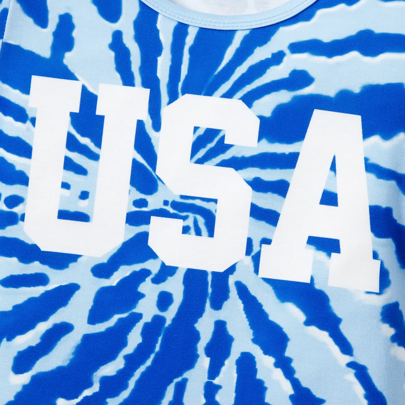 Independence Day Family Matching Tie-Dye Print USA Short Sleeves Letter Top Colorful big image 1