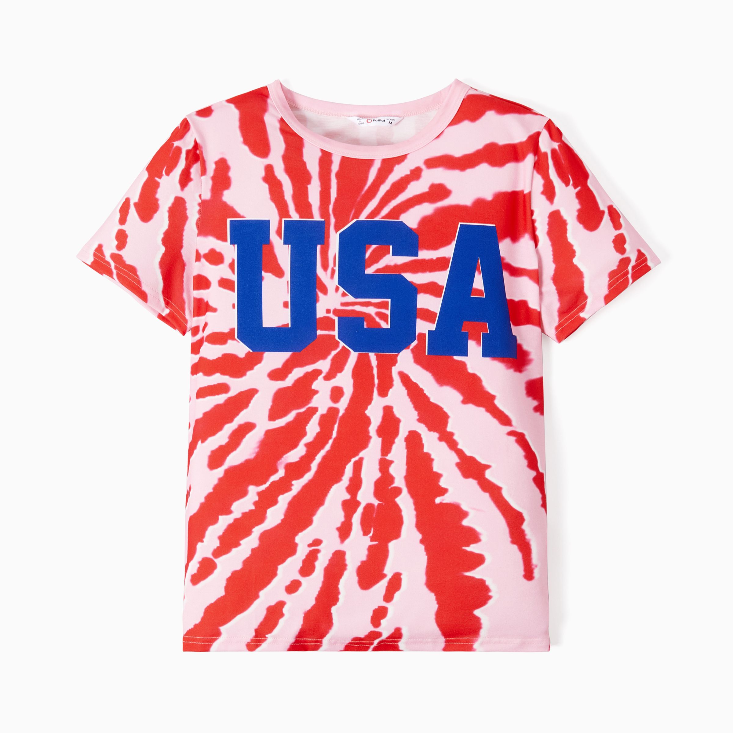 

Independence Day Family Matching Tie-Dye Print USA Short Sleeves Letter Top