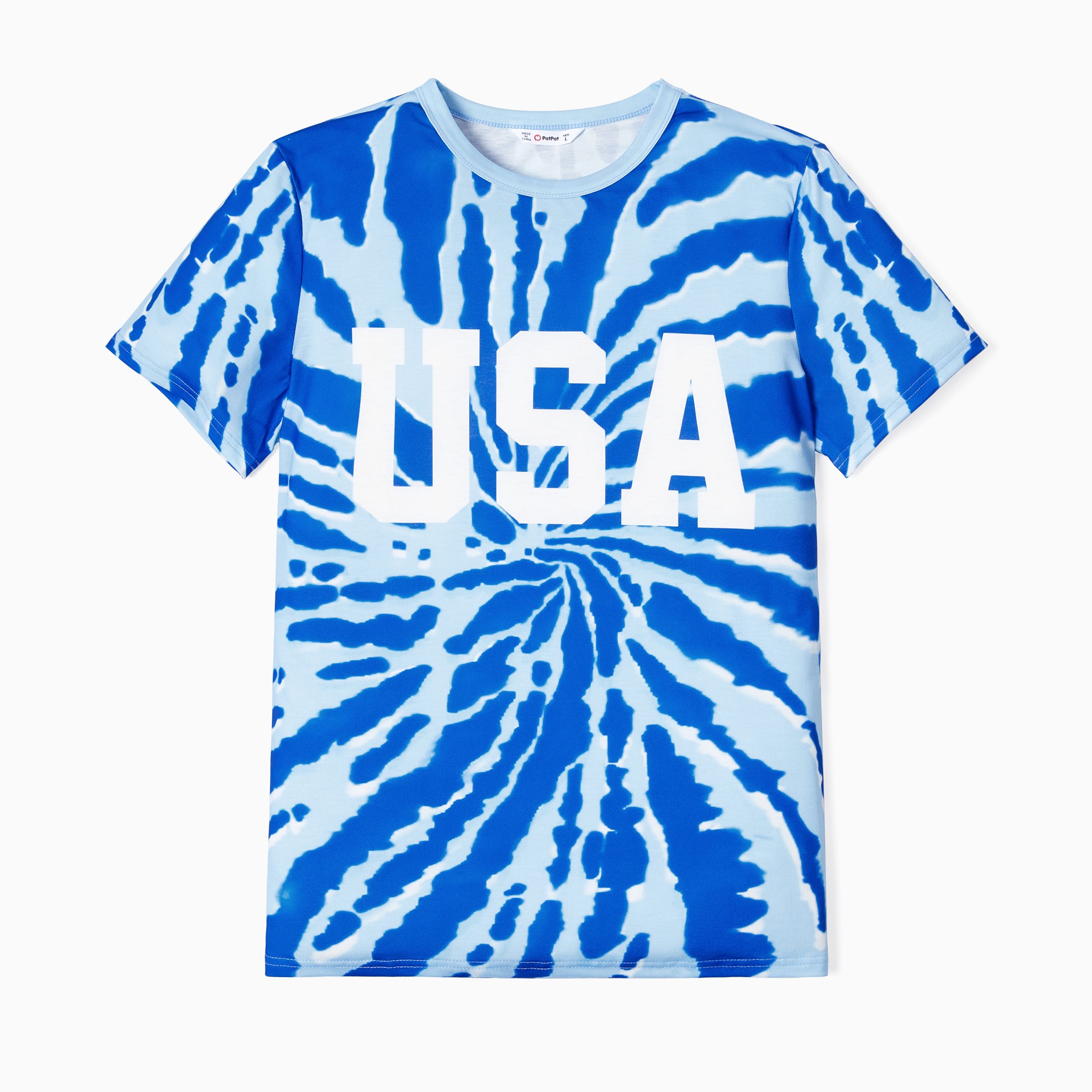 Family Matching Tie-Dye Print USA Short Sleeves Letter Top