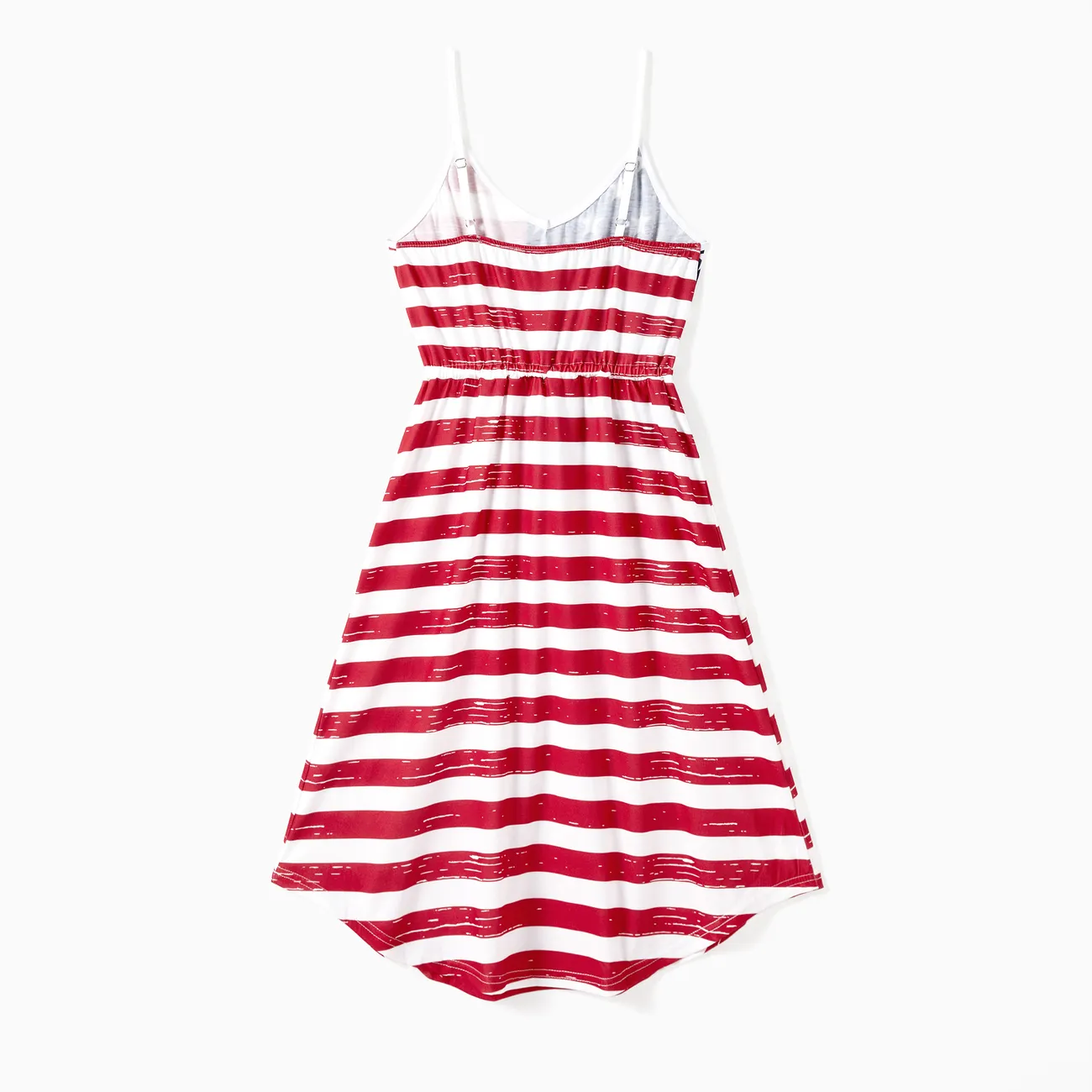 Independence Day Family Matching Sets Sunglasses Print Tee and American Flag Print Drawstring Waist Strap Dress with Pockets REDWHITE big image 1