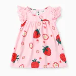 嬰兒 蕾絲 士多啤梨 甜美 無袖 連衣裙 粉色