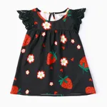 Baby Girl Sweet Strawberry Lace Dress Black