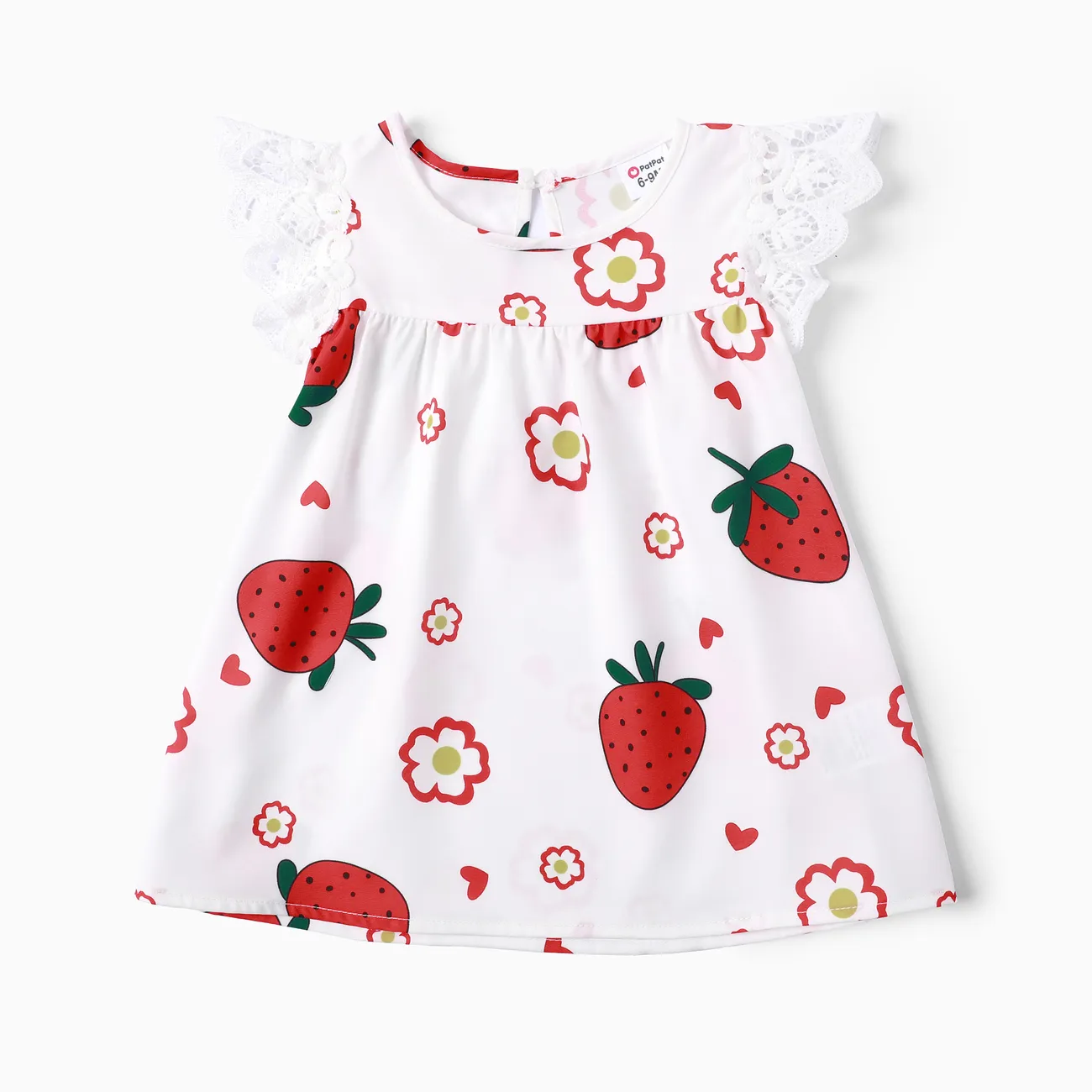 Baby Girl Sweet Strawberry Lace Dress White big image 1