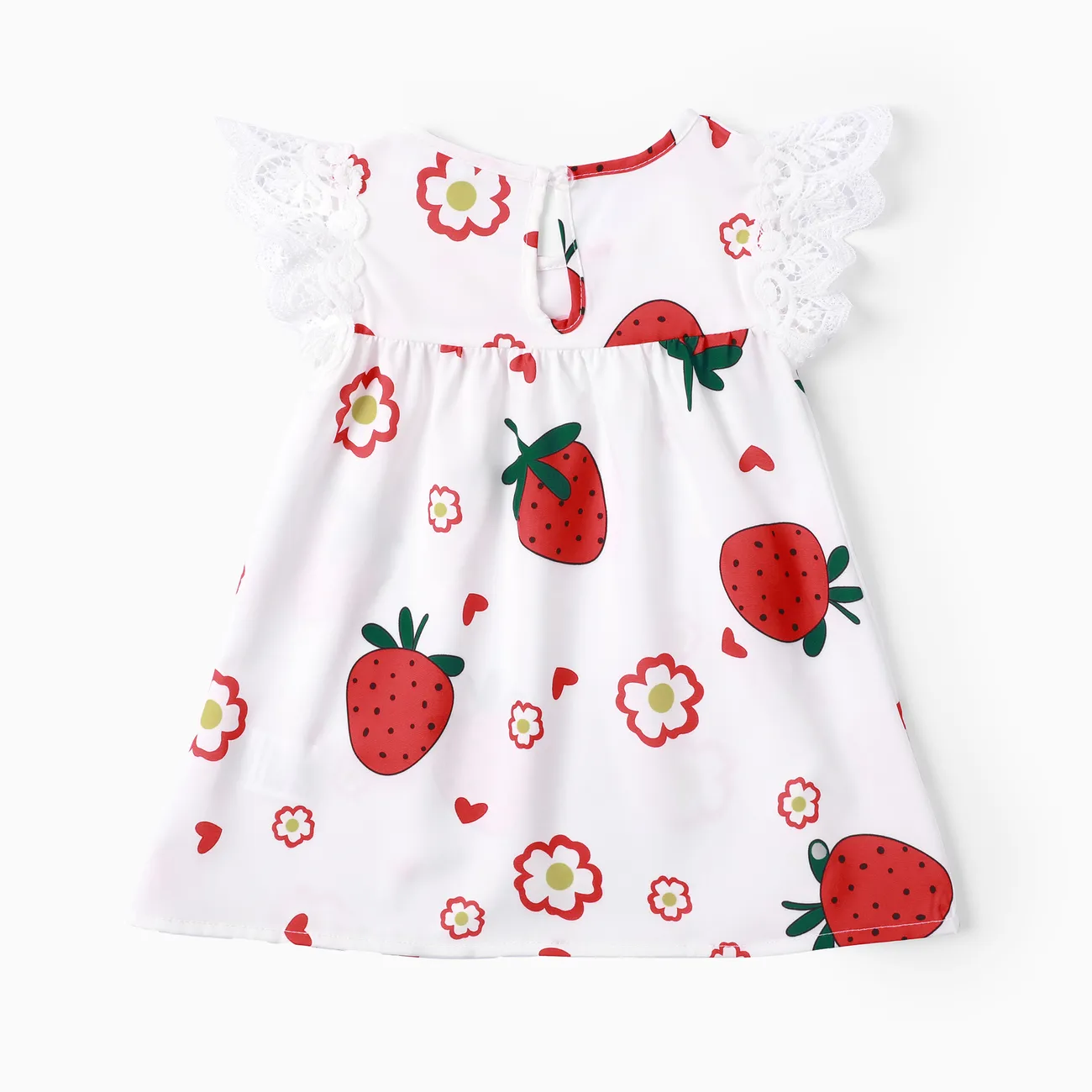 Baby Girl Sweet Strawberry Lace Dress White big image 1