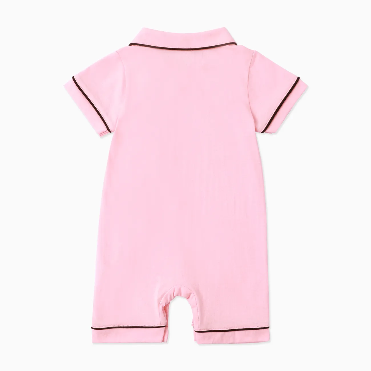 Baby Unisex Revers Lässig Kurzärmelig Baby-Overalls rosa big image 1