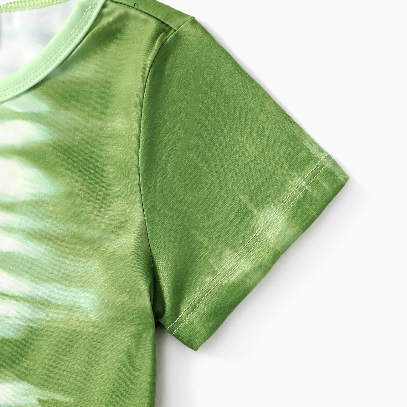 Toddler Boy 2pcs Tie-dyed Tee and Solid Shorts Set GrassGreen big image 1