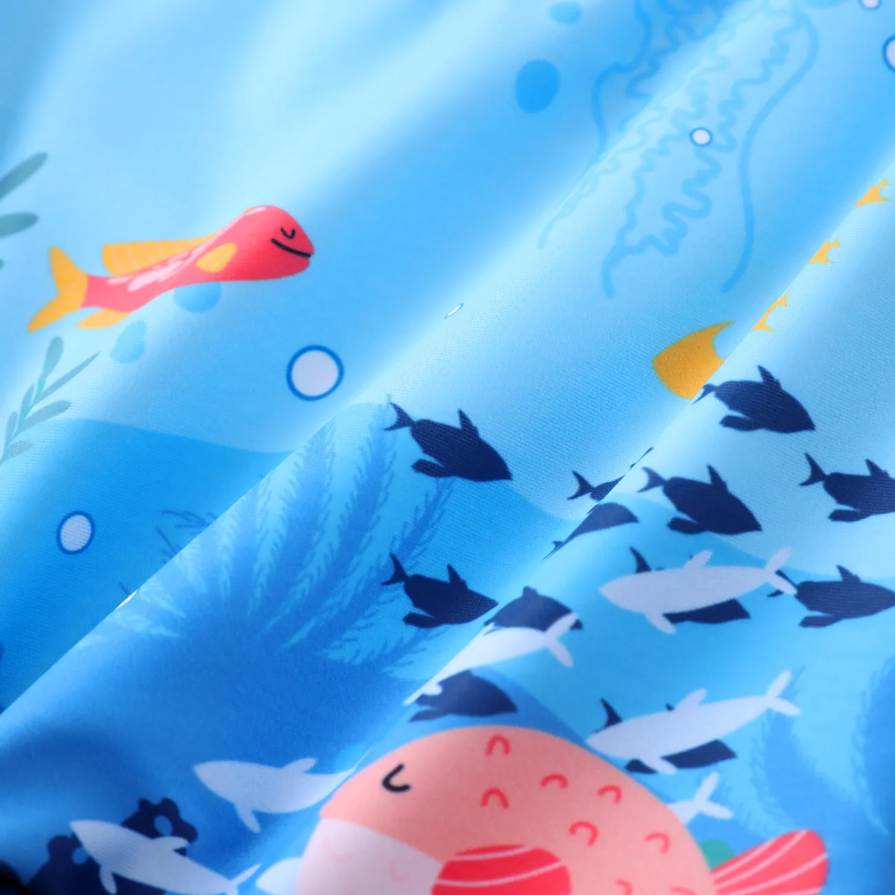 2 pièces Bébé Garçon Hypersensible Requin Enfantin Manches courtes Maillots de bain Bleu Ciel big image 1