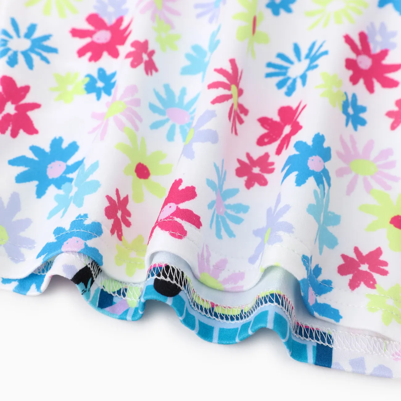 Peppa Pig Toddler Girls 2pcs Floral Character Print Flutter-sleeve Top with Overalls Denim Pocket Dress Multi-color big image 1