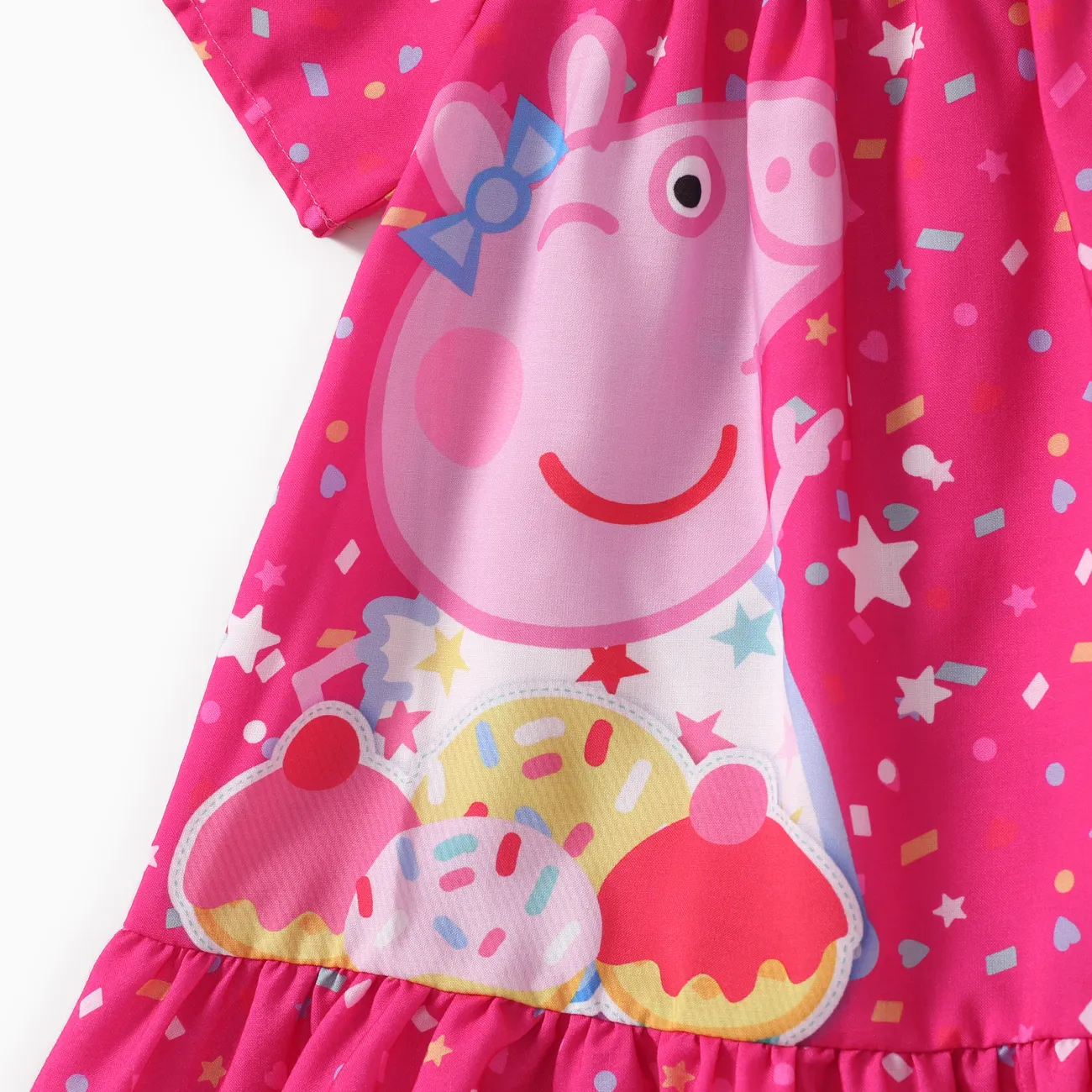 Peppa Pig 2件 小童 女 方領 童趣 豬 連衣裙 玫瑰 big image 1