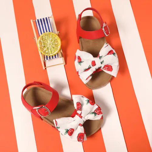 Criança / Criança Menina Doce Estilo Floral Bow Design Soft Cork Buckle Sandálias