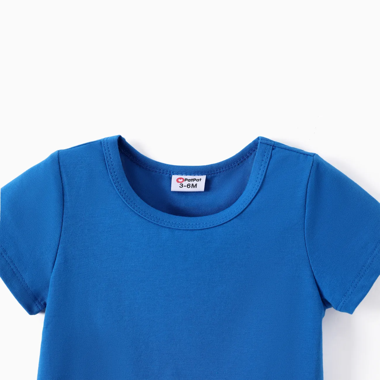 2件 嬰兒 男 鈕扣 多種動物 童趣 短袖 嬰兒套裝 藍白色 big image 1