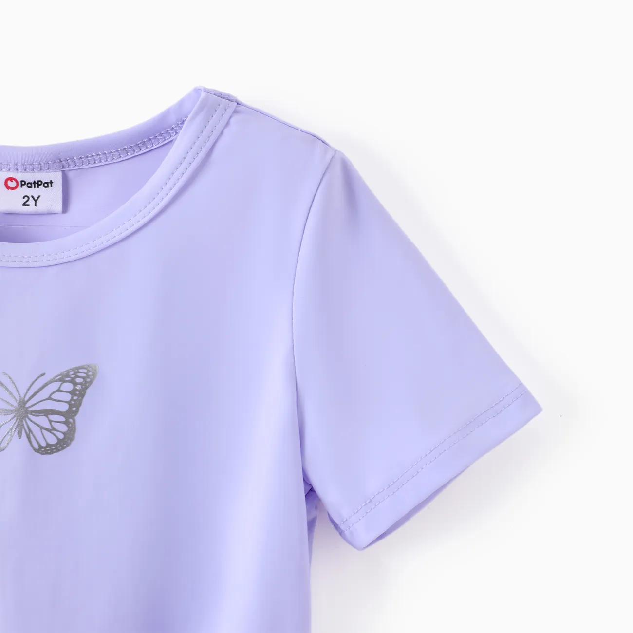 幼兒/兒童女孩 2 件套 T 恤和緊身褲套裝 紫色 big image 1