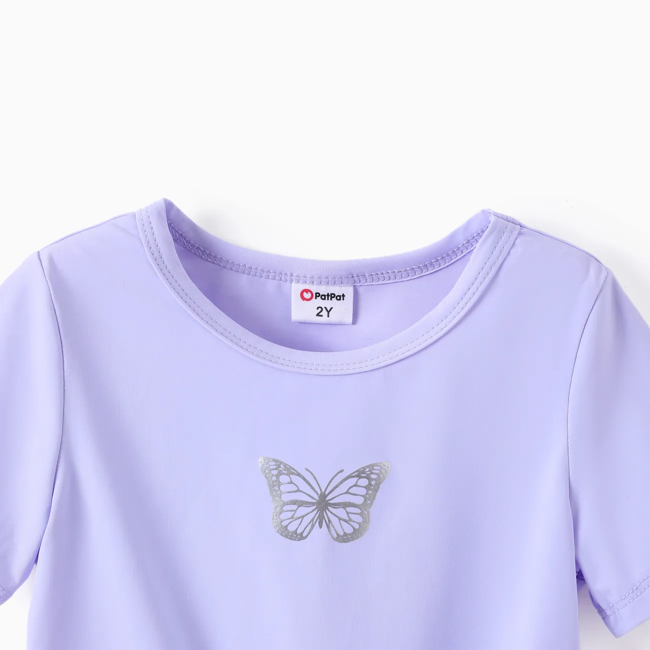 幼兒/兒童女孩 2 件套 T 恤和緊身褲套裝 紫色 big image 1