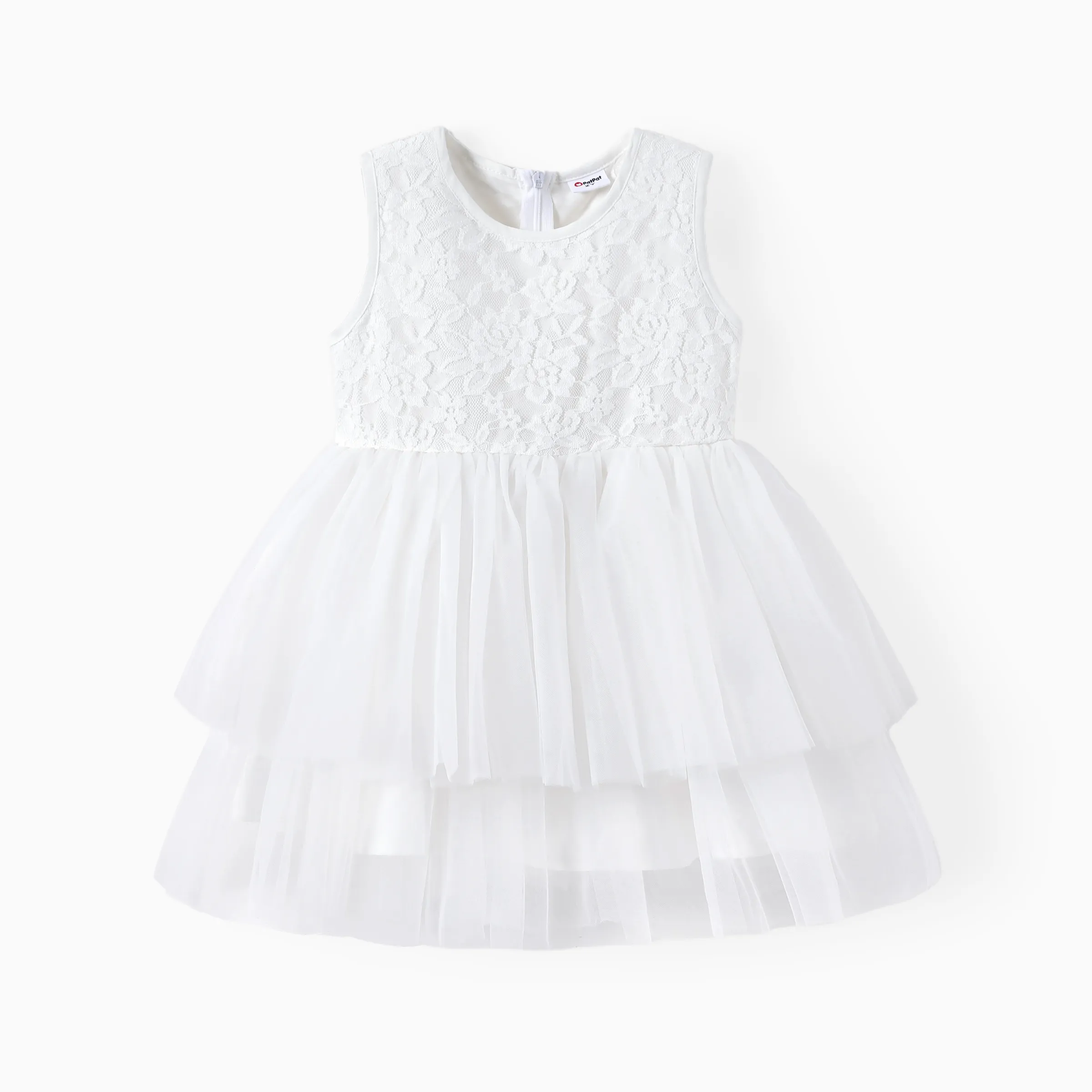 Toddler Girl Double-layered Mesh Floral Lace Tulle Dress