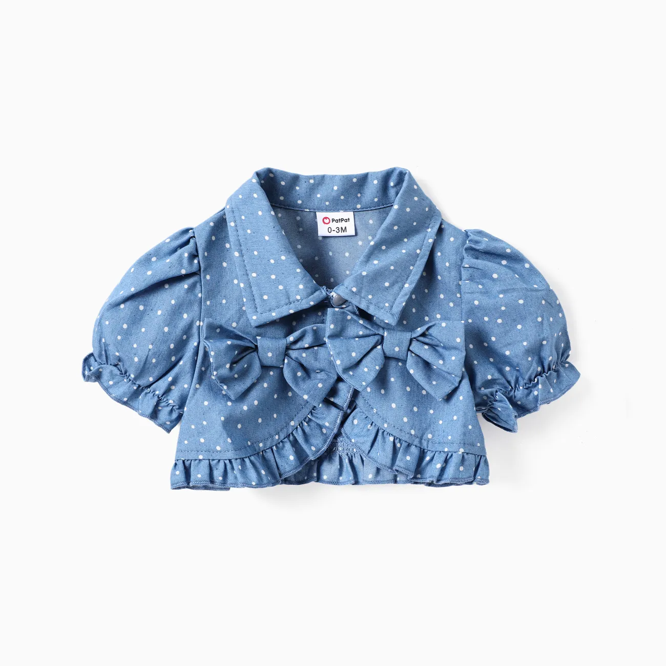 3件 嬰兒 女 襟貼 甜美 短袖 嬰兒套裝 藍色 big image 1