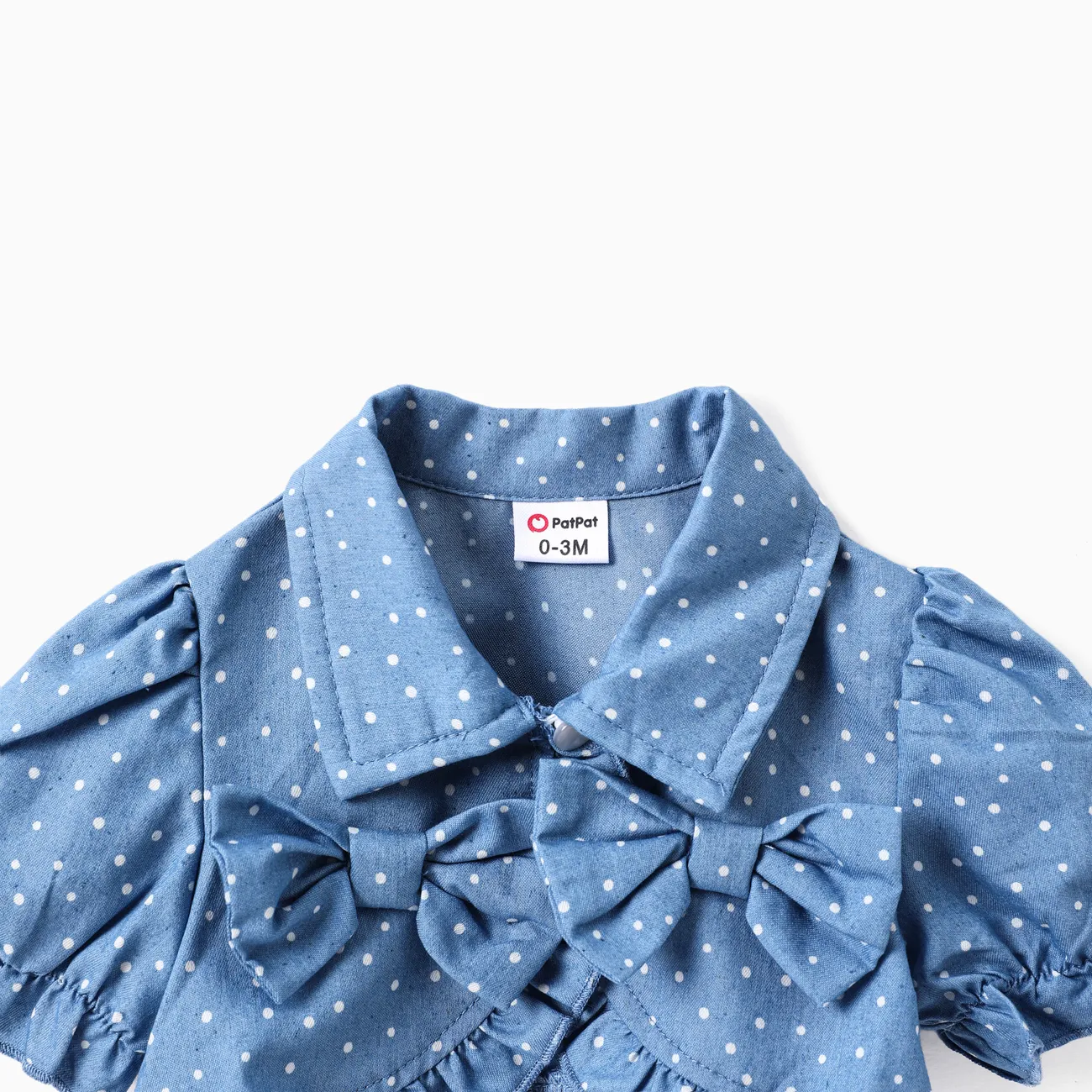 Baby Girl 3pcs Denim Jacket and Fruit Print Romper and Headband Set Blue big image 1