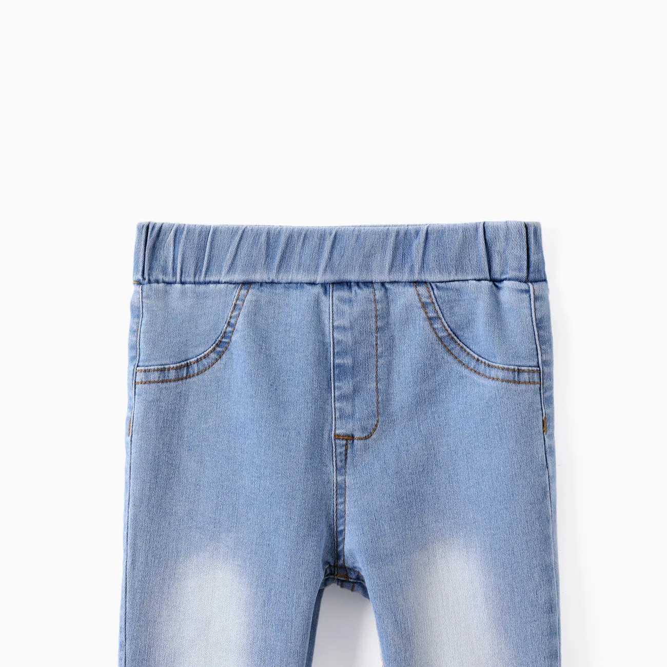 Kleinkind / Kind Mädchen 2pcs Blumendruck Leggings & Solid Denim Jeans Set Mehrfarbig big image 1