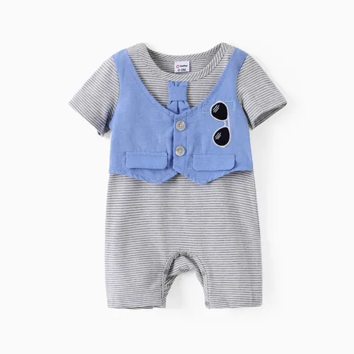 Pagliaccetto Baby Boy Gentle Faux-two con stampa a righe