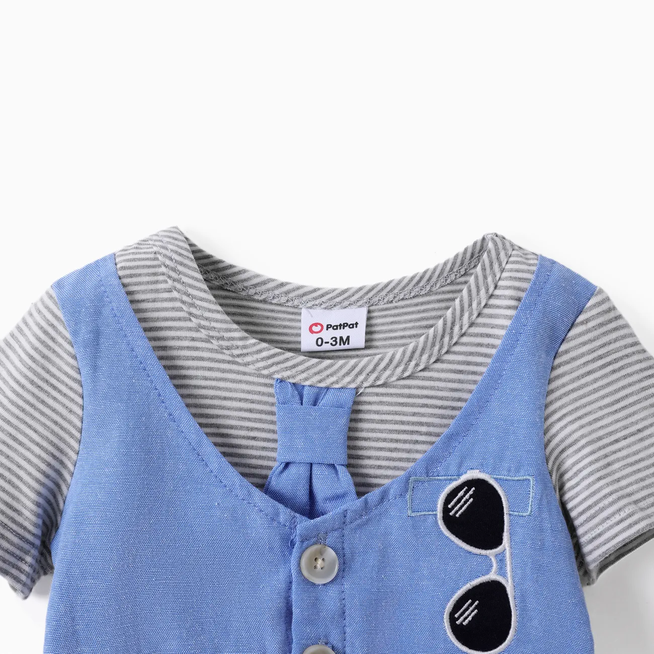 嬰兒 男 層次 休閒 短袖 連身衣 灰色 big image 1