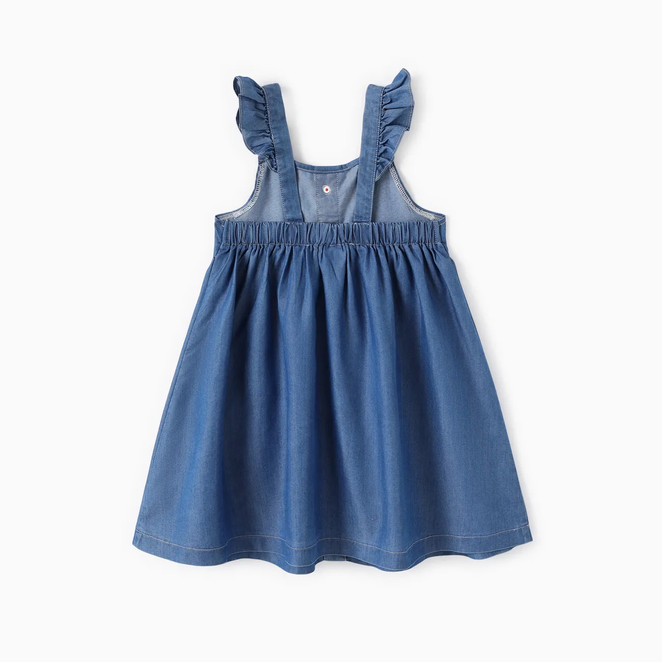 Kleinkinder Mädchen Flatterärmel Süß Erdbeere Kleider Denim Blue big image 1