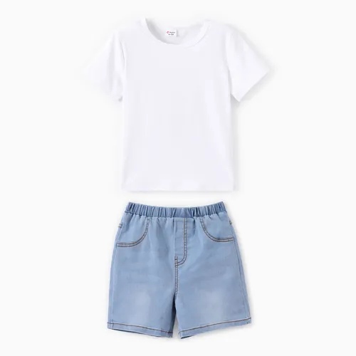 Kleinkind/Kind 2-teiliges kühlendes Denim-T-Shirt und Shorts-Set