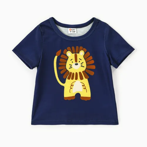 Tamiseta de elefante do menino, 1pc, estilo infantil, mistura de spandex de poliéster, manga curta, ajuste regular