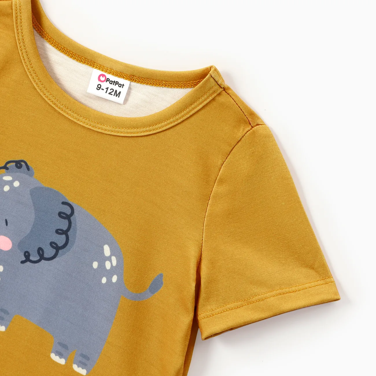 Baby Boy Childlike Animal Print Short Sleeve Tee  Yellow big image 1