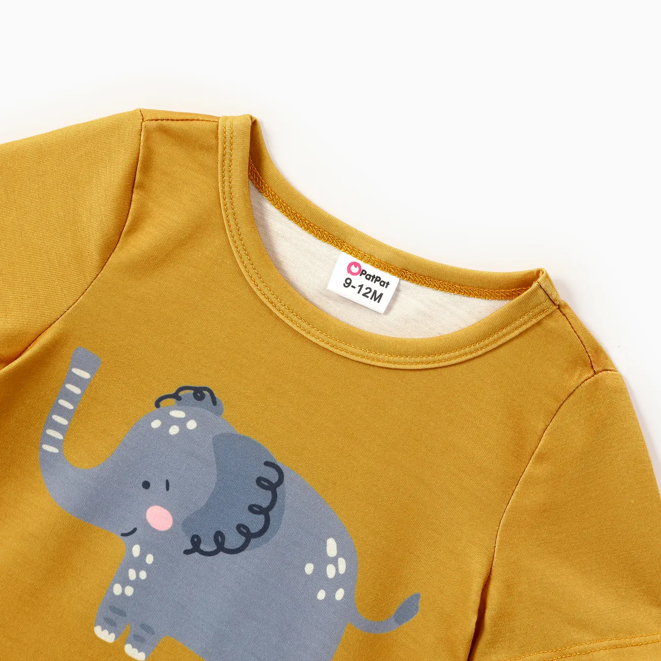Bebé Menino Elefante Infantil Manga curta T-shirts Amarelo big image 1